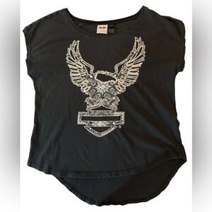 Harley-Davidson Black Short Sleeve Tee with Eagle Design